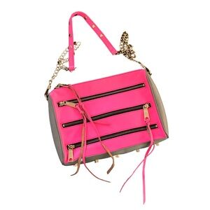 🆕 Rebecca Minkoff Neon Pink Zipper Cross body purse